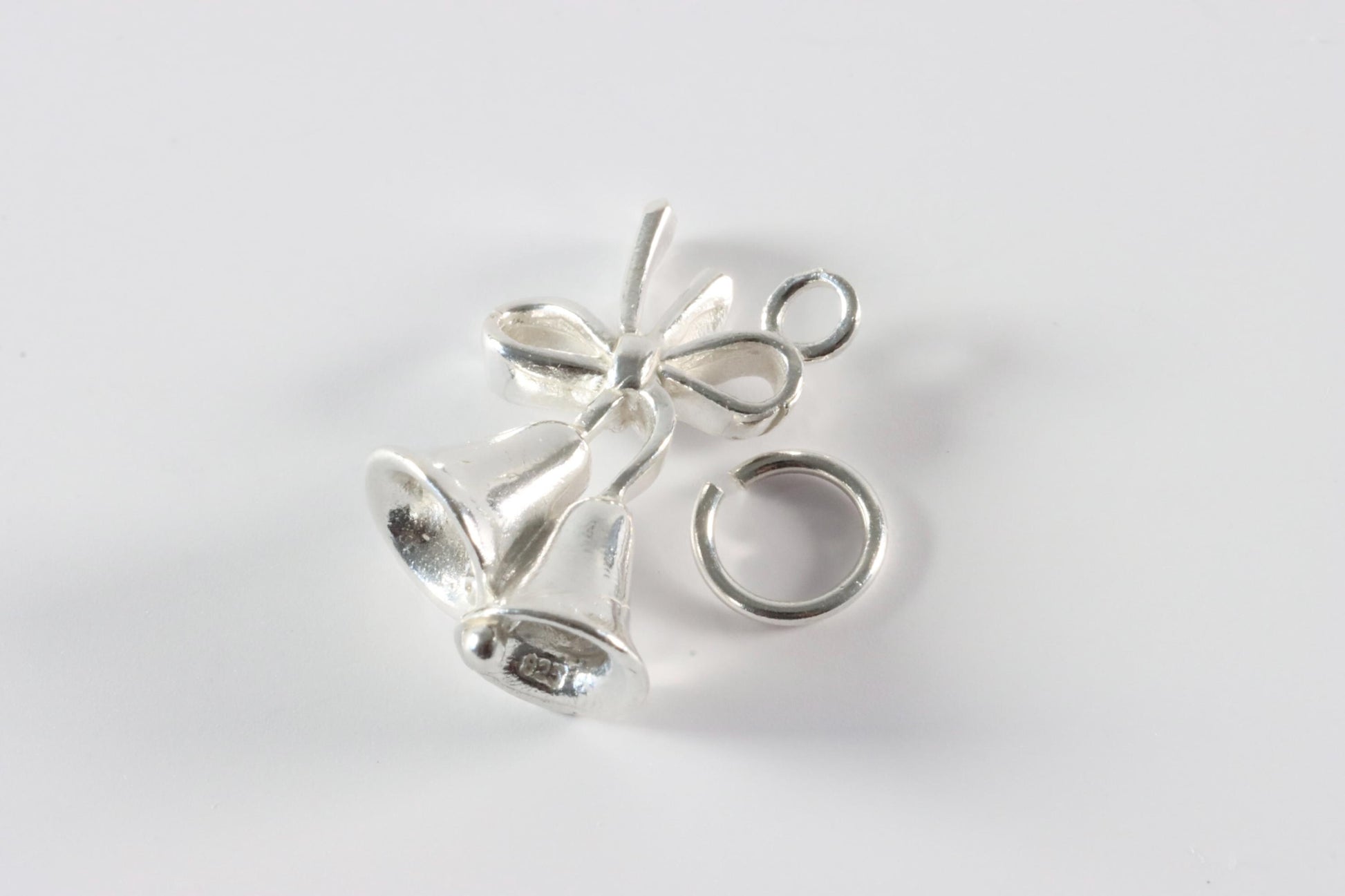 Silver Bells and Bow Charm Necklace