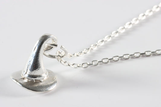 Silver Witches Hat Charm Necklace