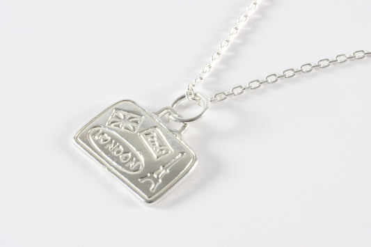 Silver Travel Suitcase Charm Necklace