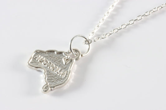 Silver Australia Map Charm Necklace