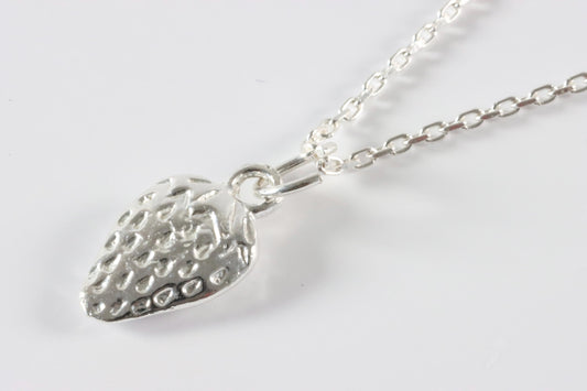 Silver Strawberry Charm Necklace