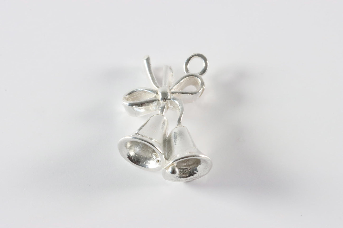 Silver Bells and Bow Charm Necklace