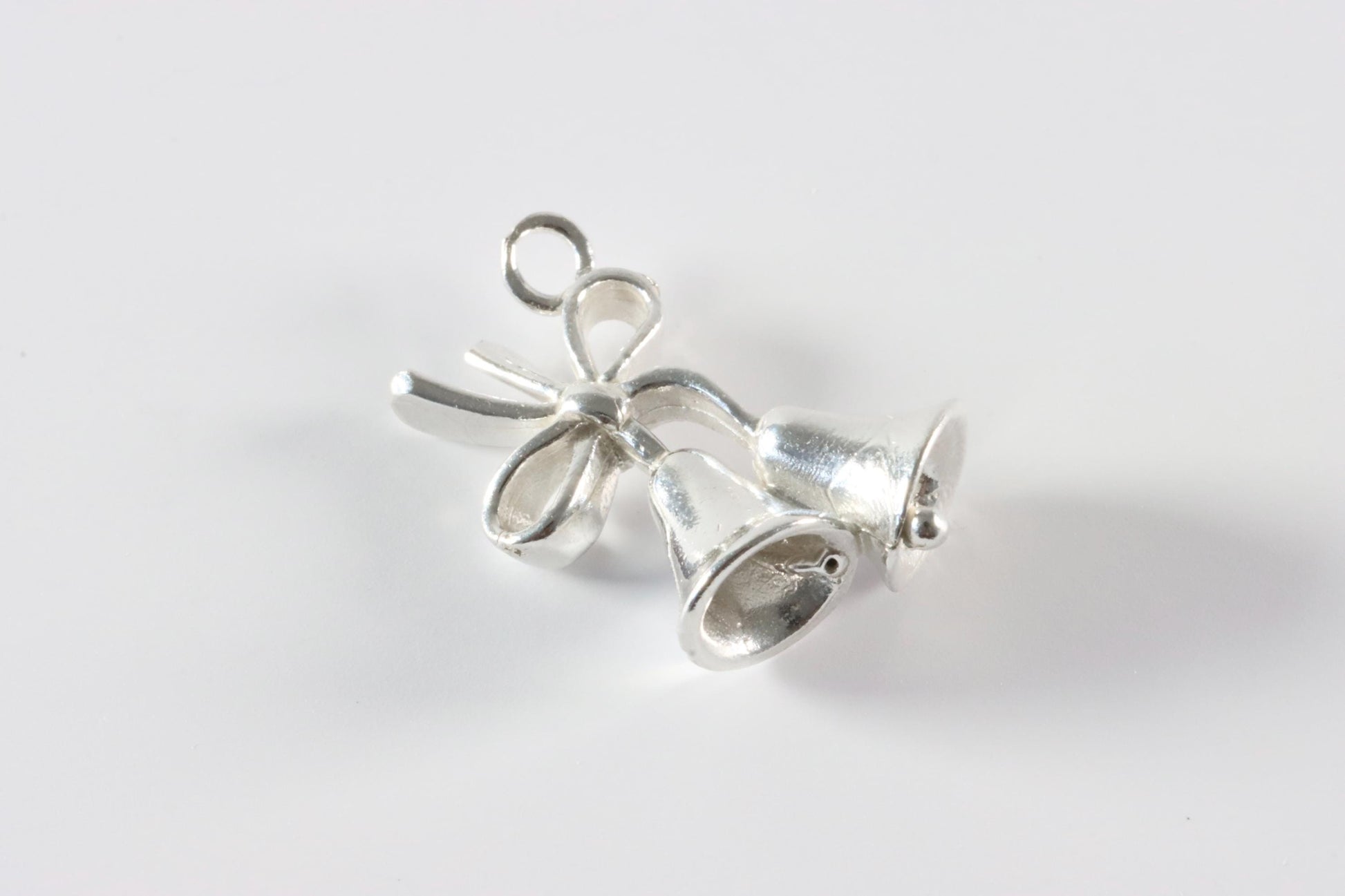 Silver Bells and Bow Charm Necklace