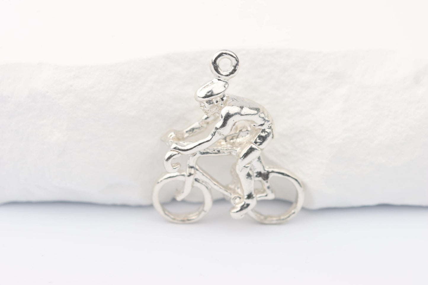 Silver Cyclist Charm Necklace
