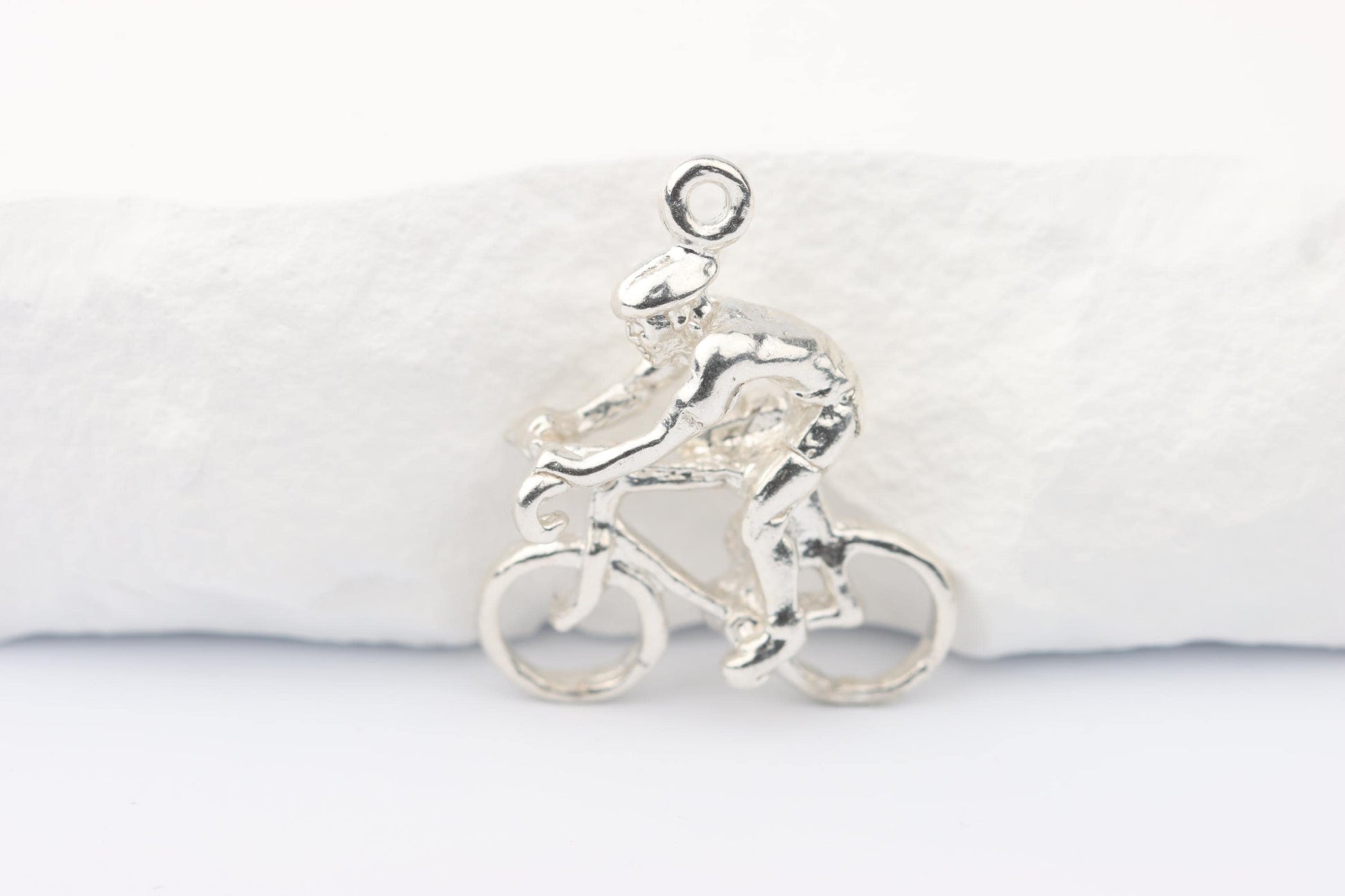 Silver Cyclist Charm Necklace