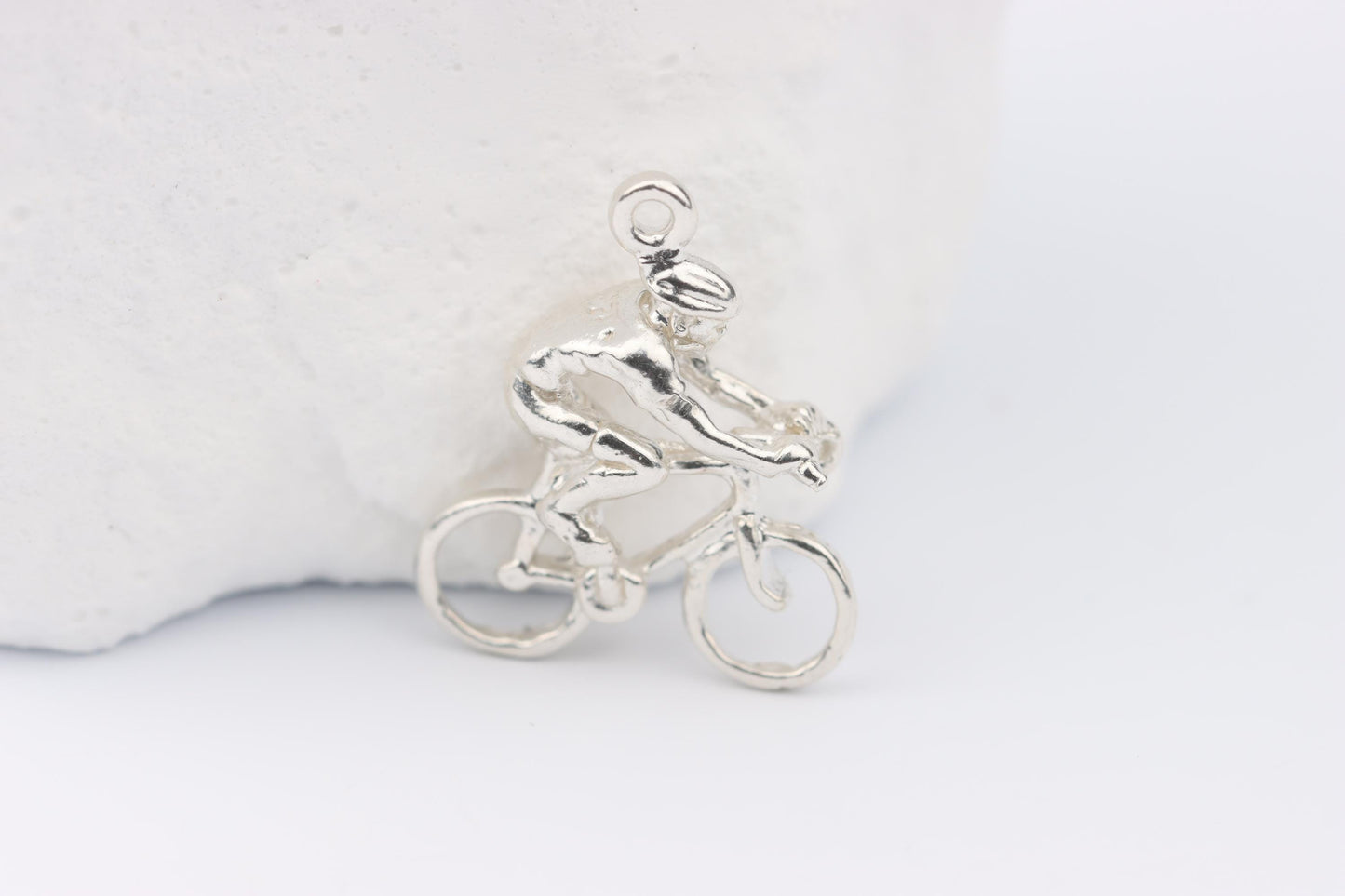 Silver Cyclist Charm Necklace