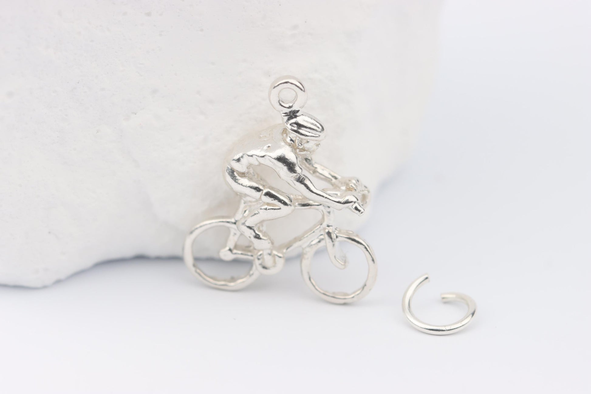 Silver Cyclist Charm Necklace