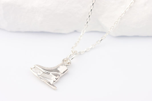 Silver Ice Skating Boot Charm Necklace
