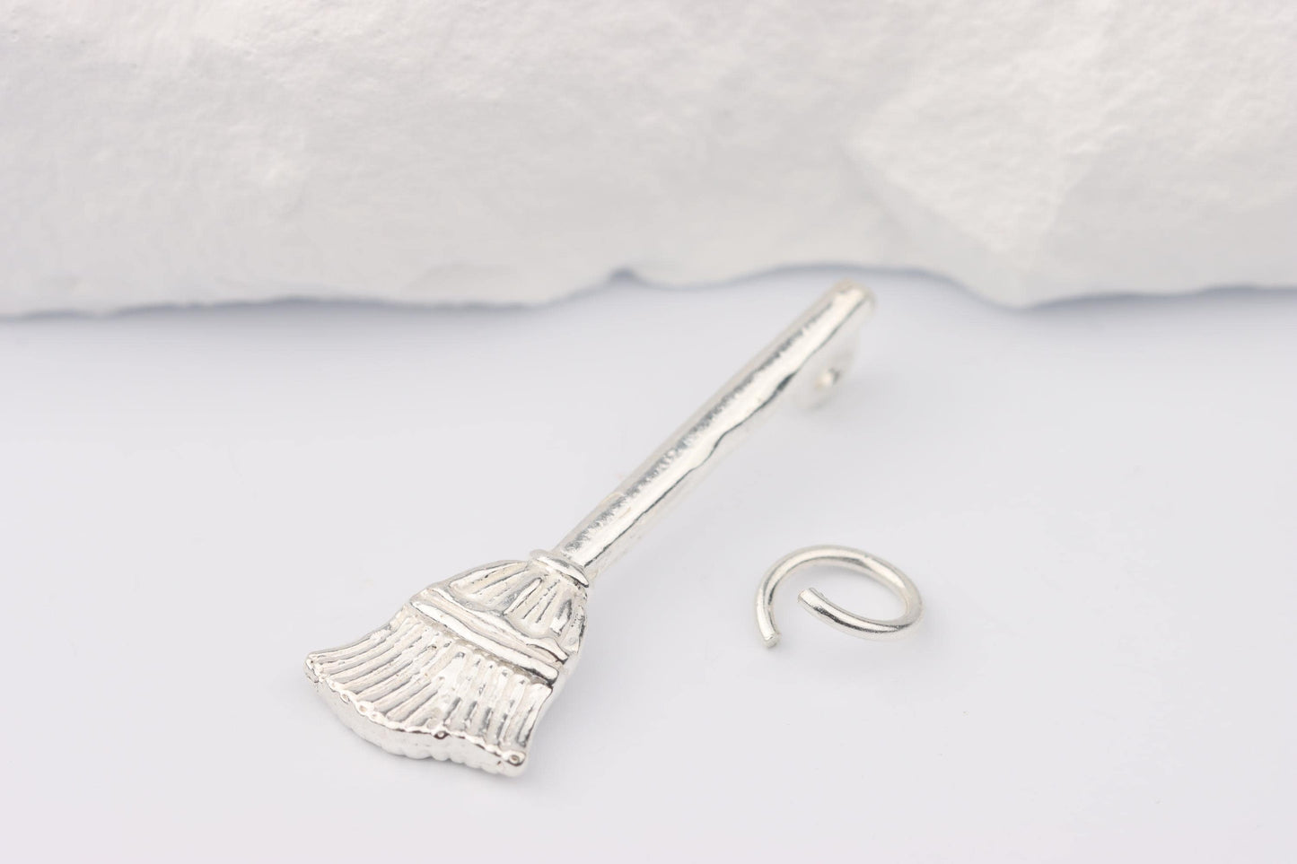 Silver Broom Charm Necklace