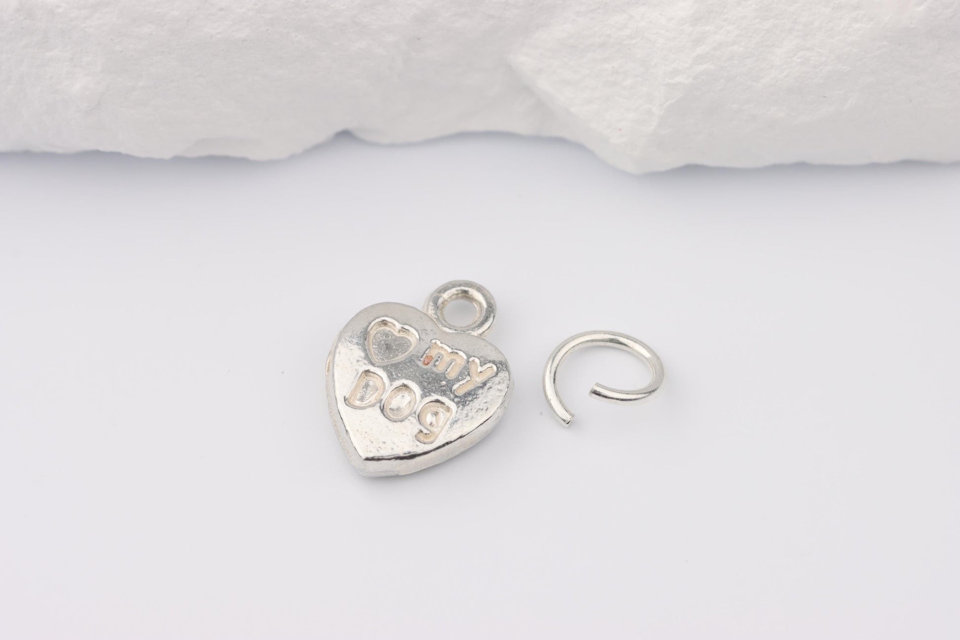 Silver I Love My Dog Charm Necklace
