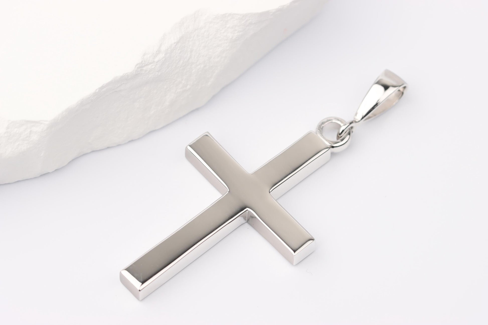 Silver Cross Pendant set with Sapphire Gemstone