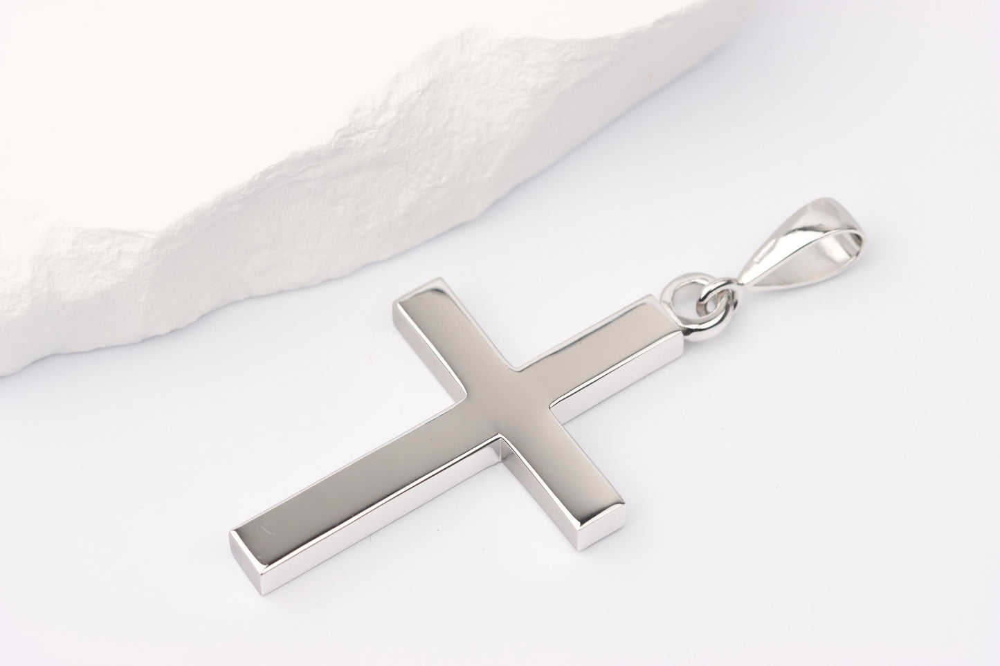 Silver Cross Pendant set with Lab Diamond