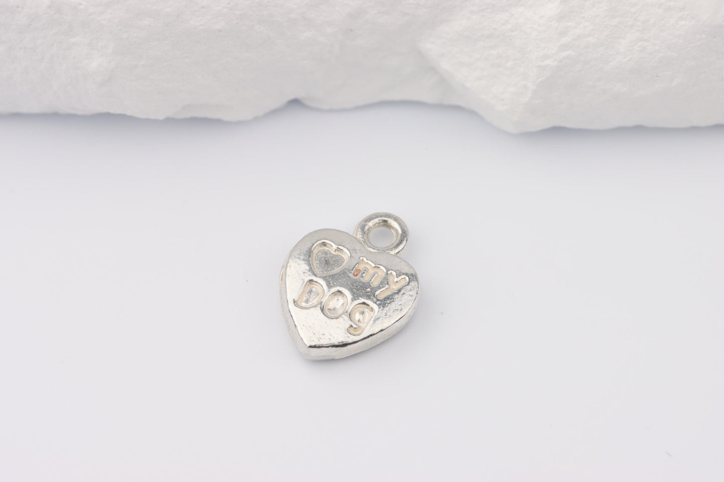 Silver I Love My Dog Charm Necklace