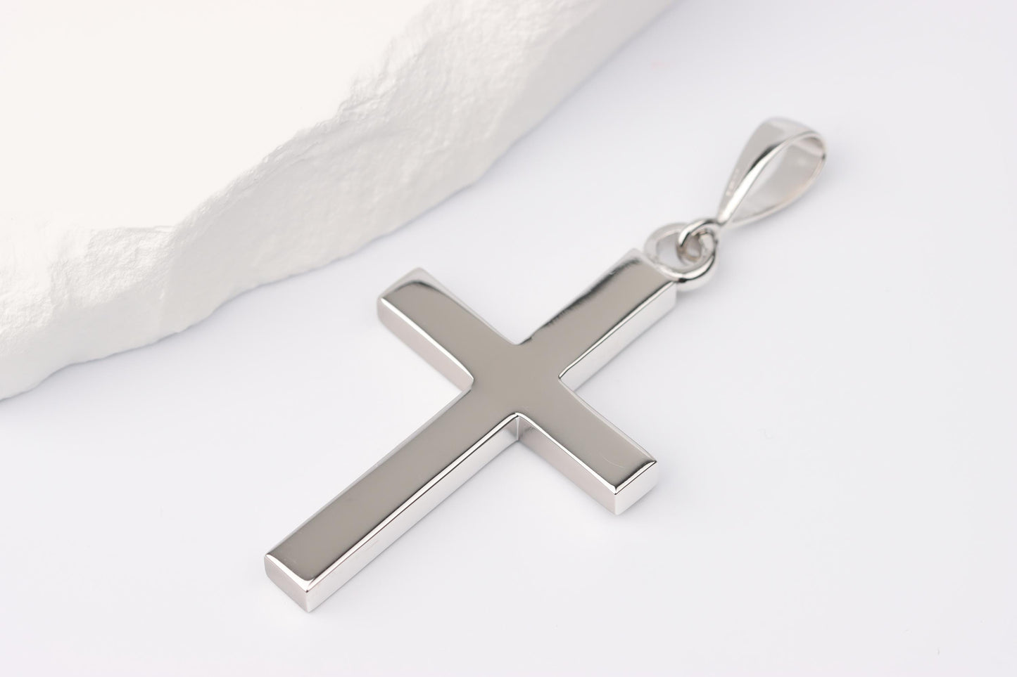 Silver Cross Pendant set with Ruby Gemstone