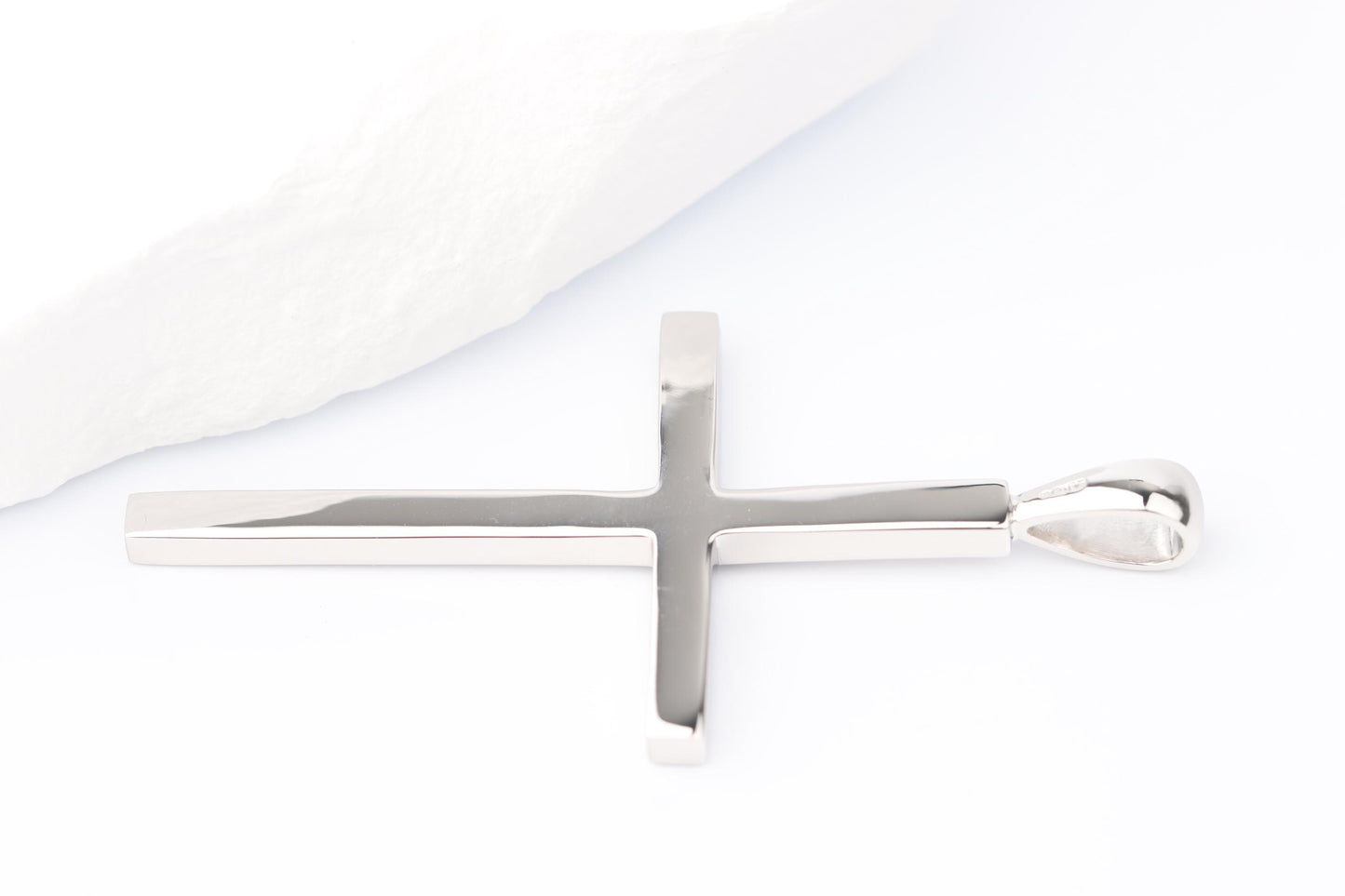 Slim Silver Cross Pendant set with Lab Diamond
