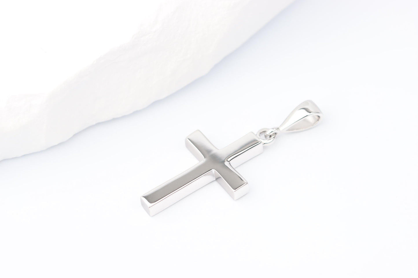 Small Silver Cross Pendant set with Lab Diamond