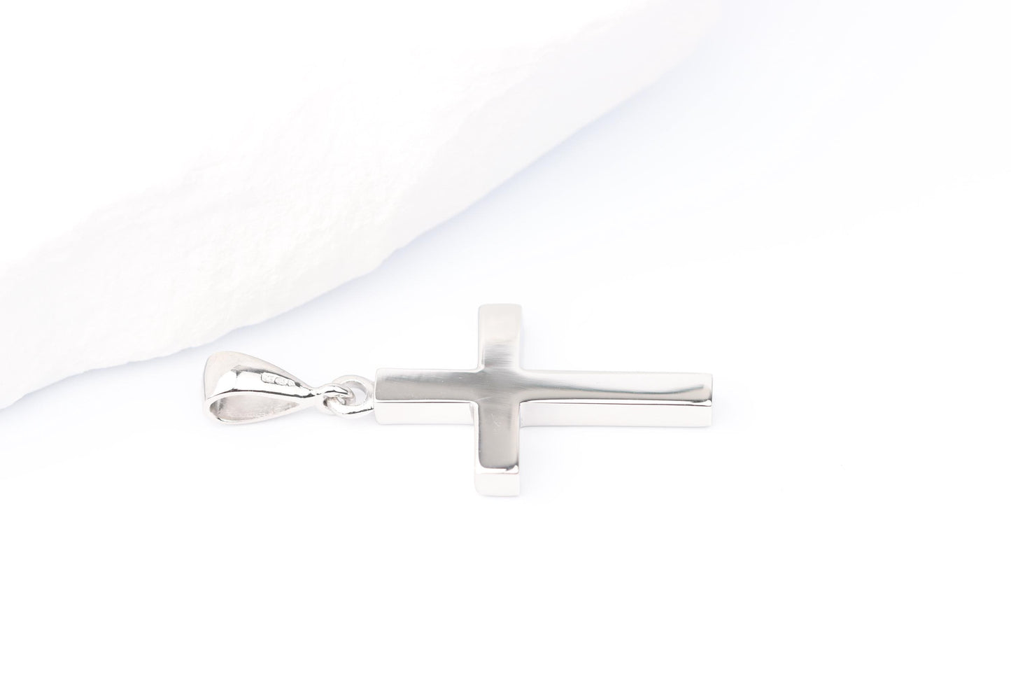 Small Silver Cross Pendant set with Ruby Gemstone