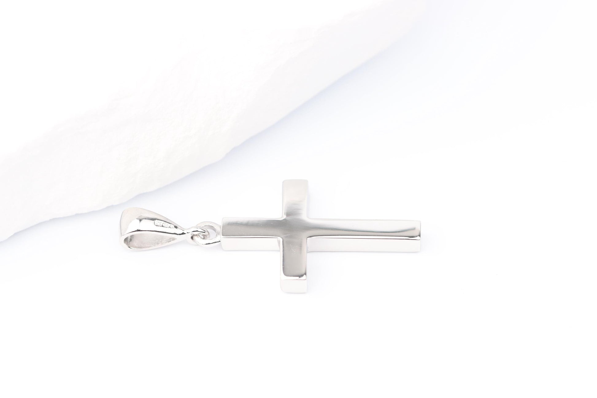 Small Silver Cross Pendant set with Ruby Gemstone