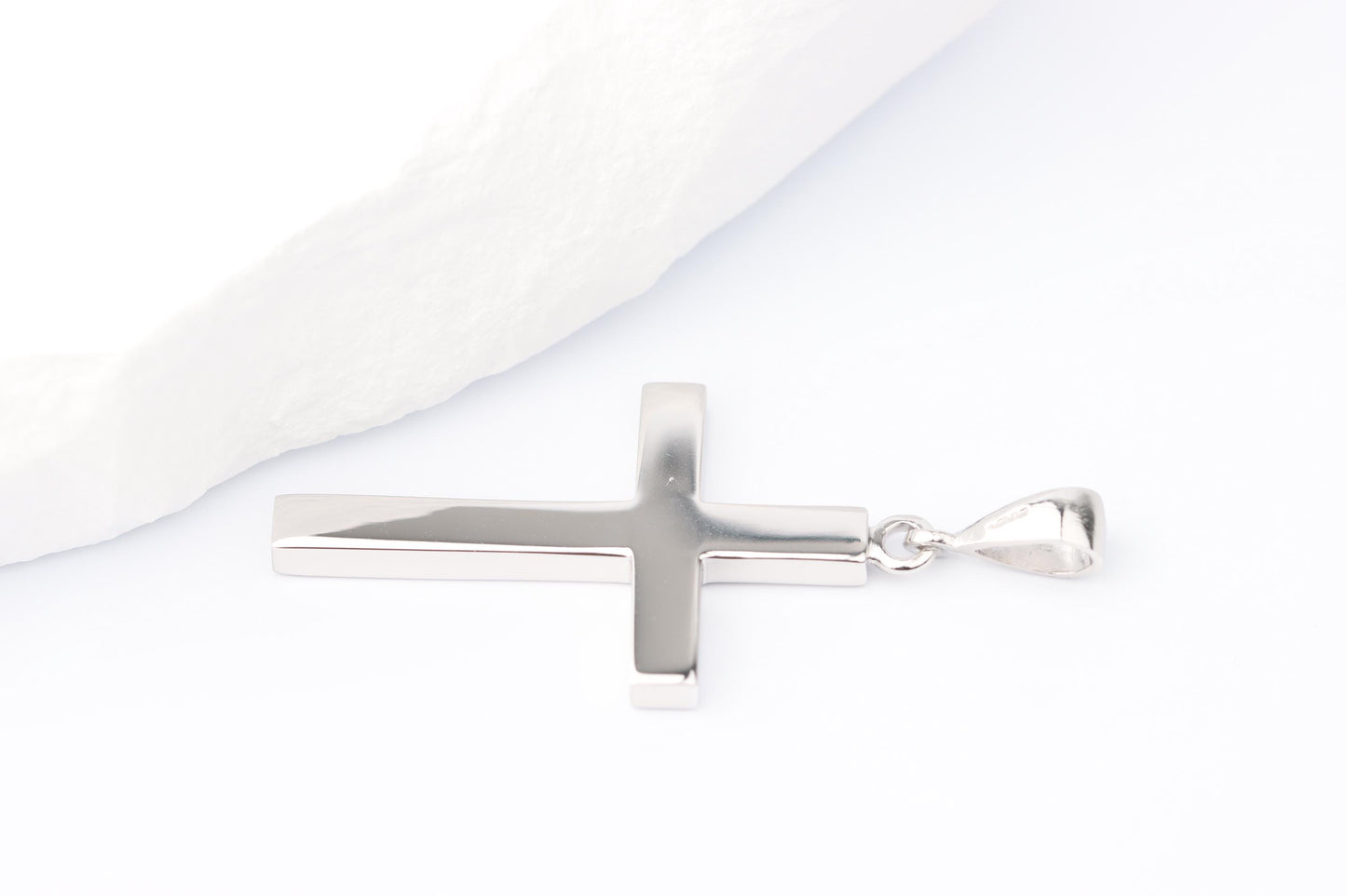 Medium Silver Cross Pendant set with Ruby Gemstone