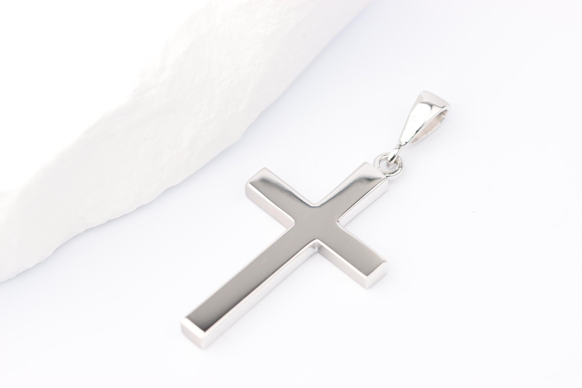 Medium Silver Cross Pendant set with Sapphire Gemstone