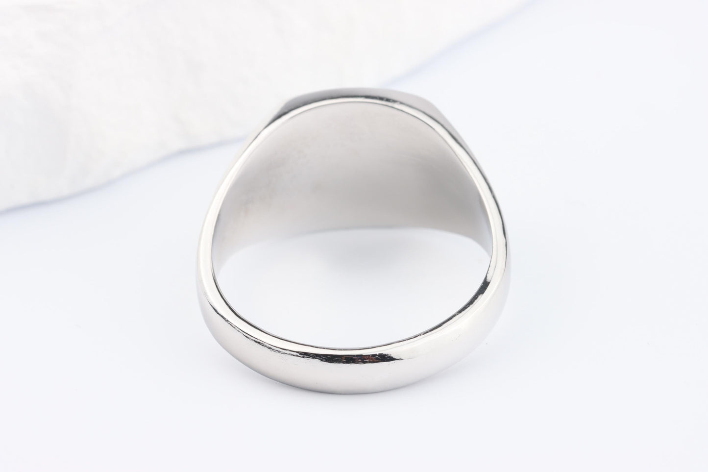 Silver Cushion Signet Ring set with Green Emerald Gemstones
