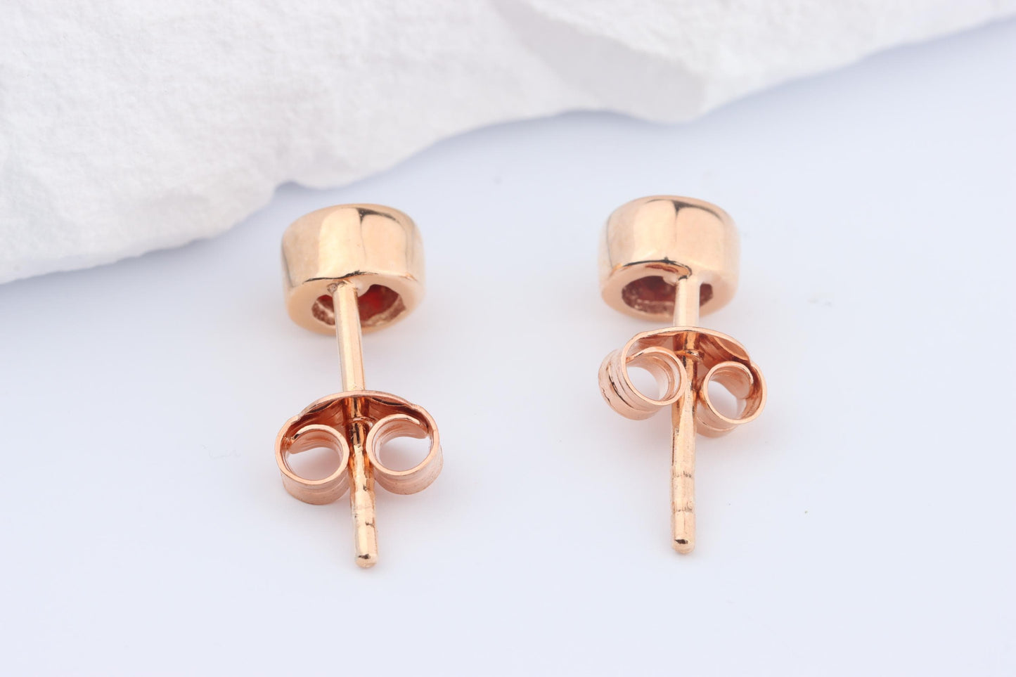 Sterling Silver 18ct Rose Gold Plated January Birthstone Earrings & Necklace Set