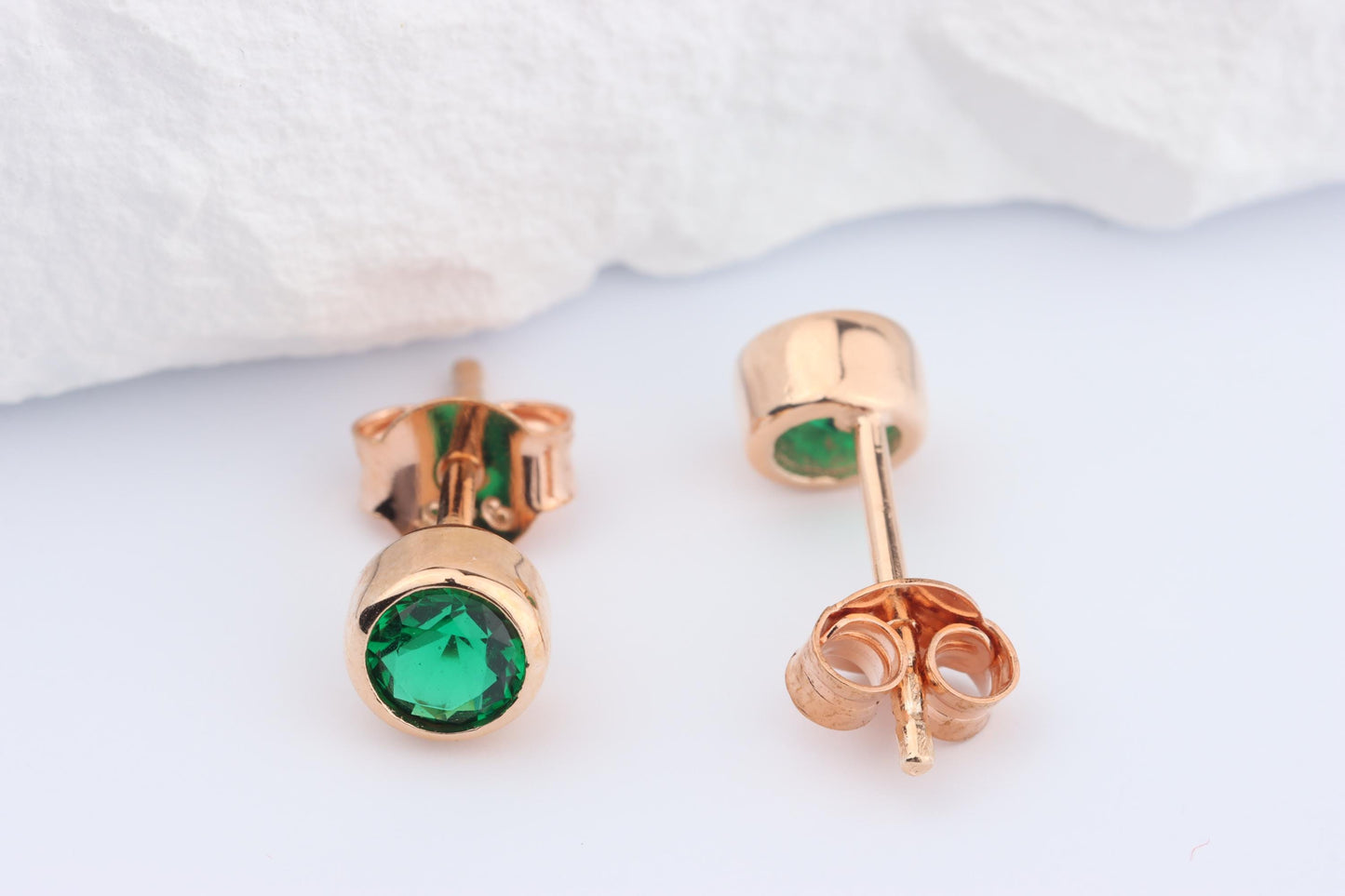 Sterling Silver 18ct Rose Gold Plated May Birthstone Earrings & Necklace Set