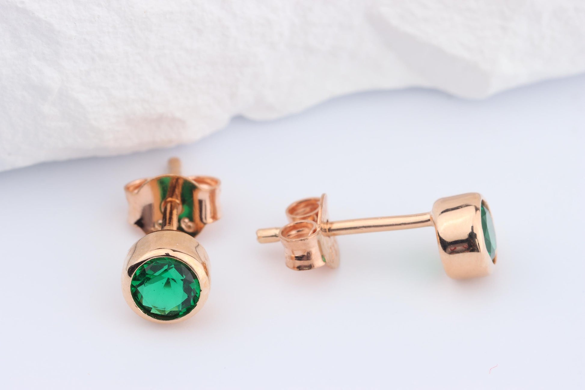 Sterling Silver 18ct Rose Gold Plated May Birthstone Earrings & Necklace Set