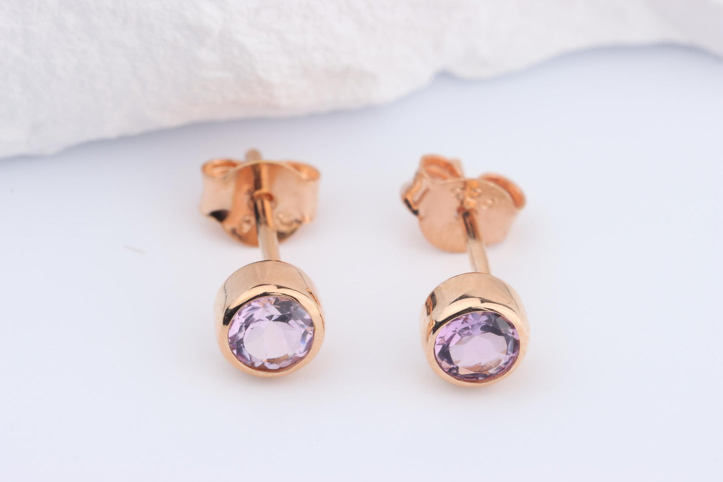 Sterling Silver 18ct Rose Gold Plated June Birthstone Earrings & Necklace Set