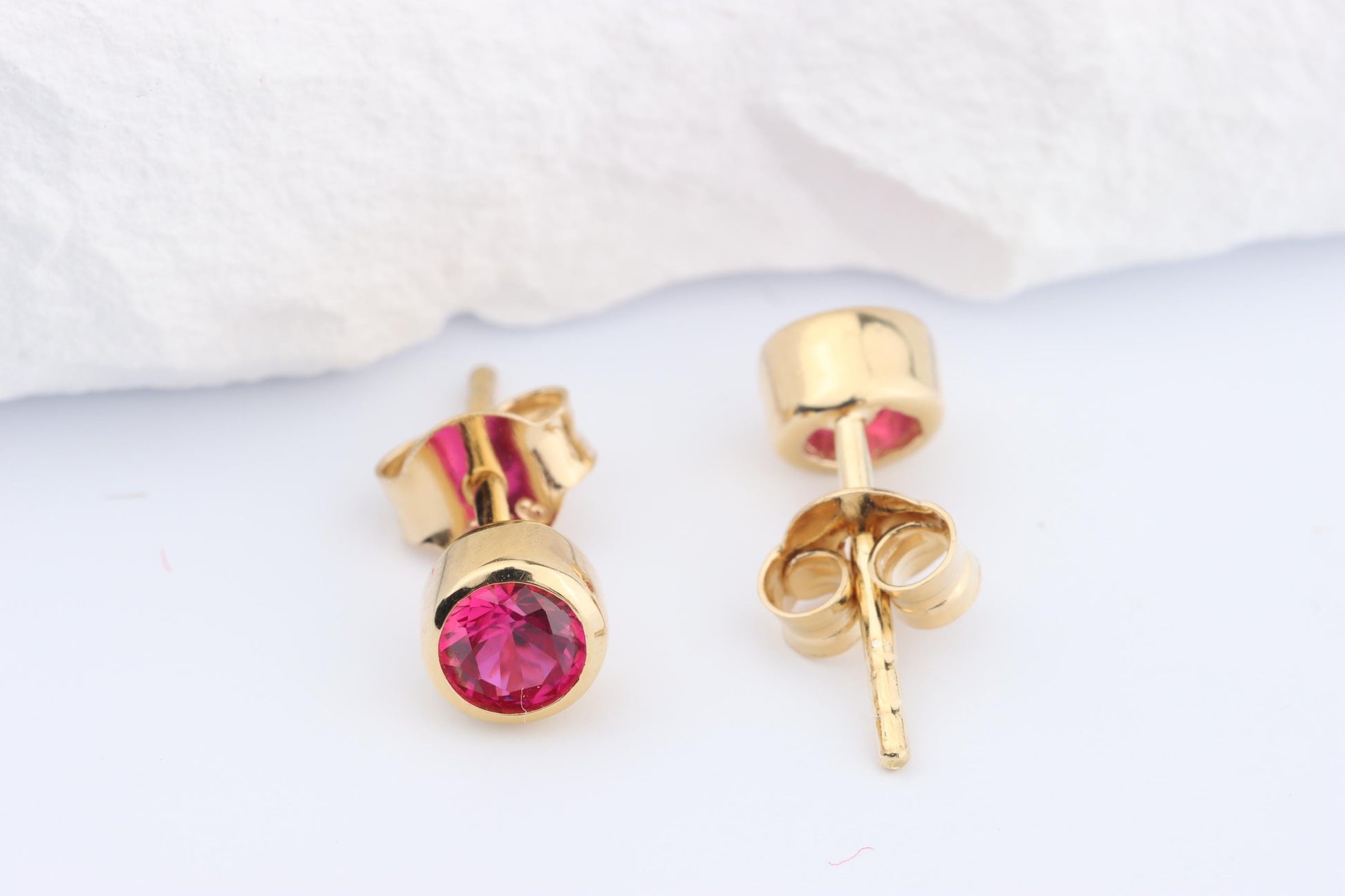 Sterling Silver 18ct Rose/Yellow Gold Plated July Birthstone Earrings & Necklace Set