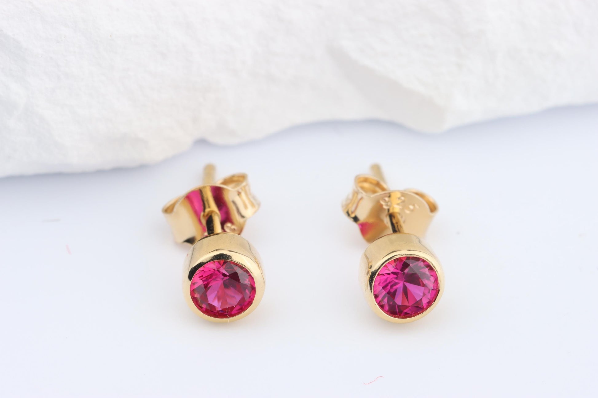 Sterling Silver 18ct Rose/Yellow Gold Plated July Birthstone Earrings & Necklace Set