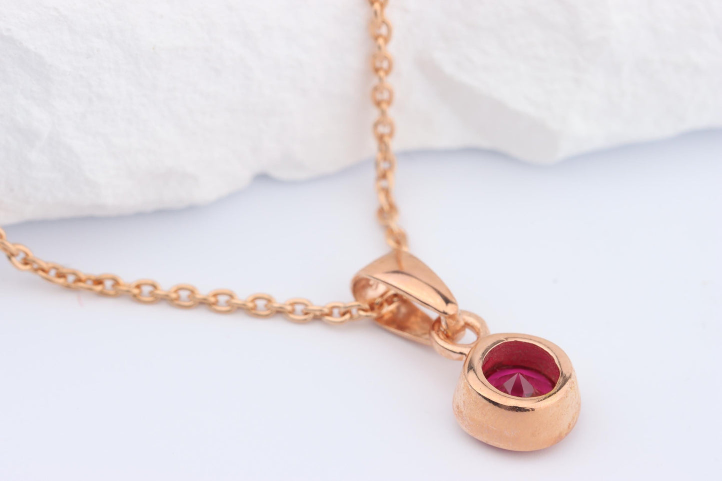 Sterling Silver 18ct Rose/Yellow Gold Plated July Birthstone Earrings & Necklace Set