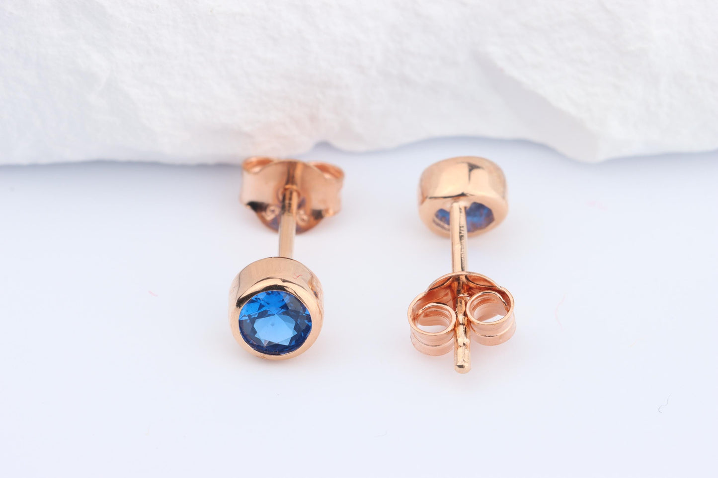 Sterling Silver 18ct Rose Gold Plated September Birthstone Earrings & Necklace Set