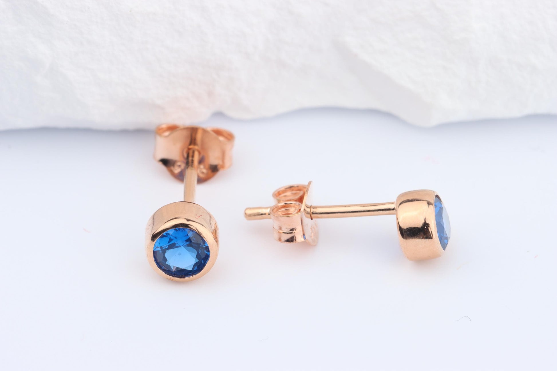 Sterling Silver 18ct Rose Gold Plated September Birthstone Earrings & Necklace Set