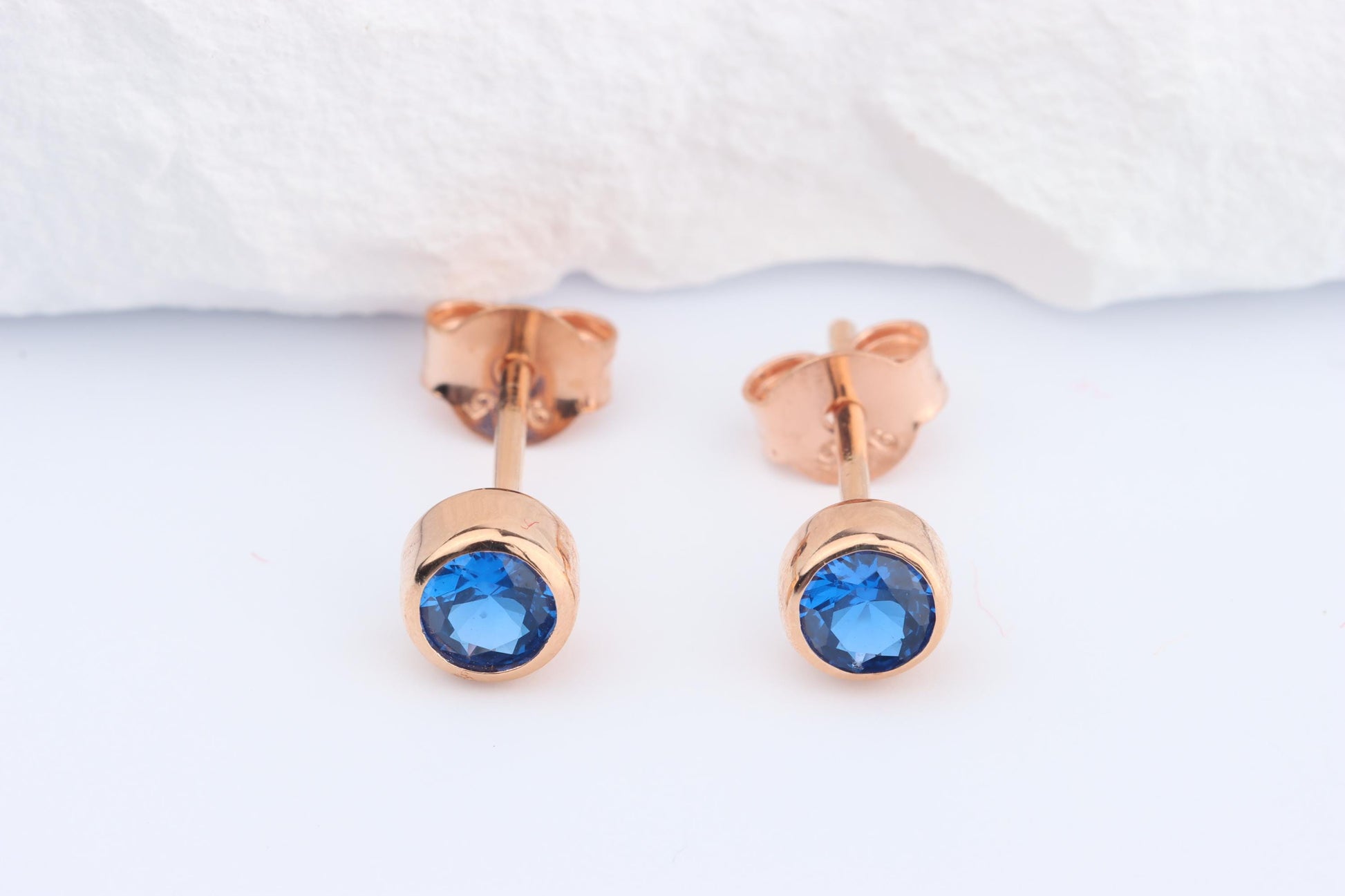 Sterling Silver 18ct Rose Gold Plated September Birthstone Earrings & Necklace Set