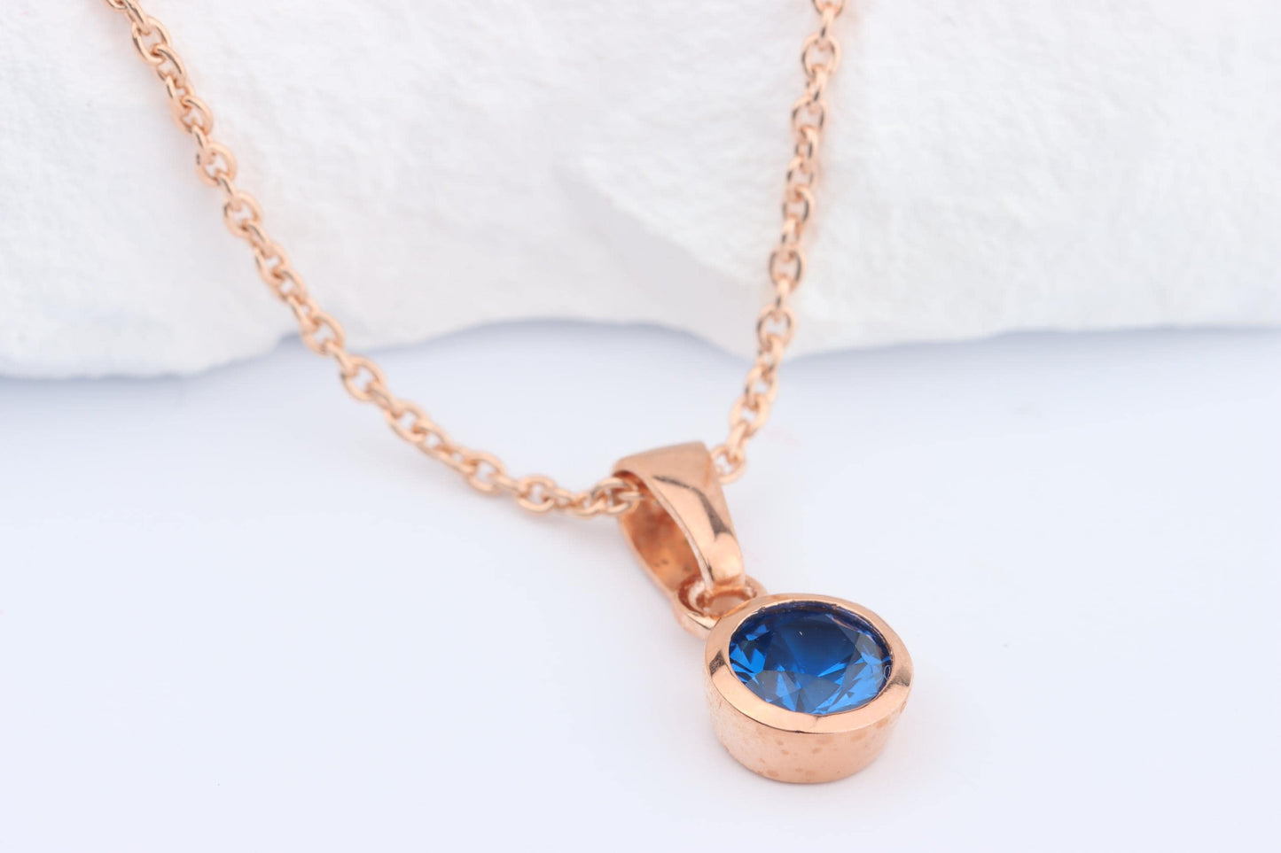 Sterling Silver 18ct Rose Gold Plated September Birthstone Earrings & Necklace Set