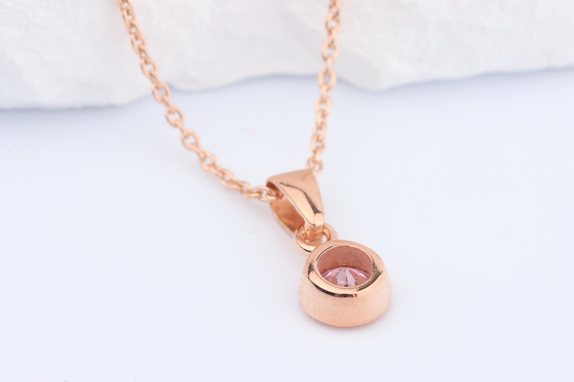 Sterling Silver 18ct Rose Gold Plated October Birthstone Earrings & Necklace Set