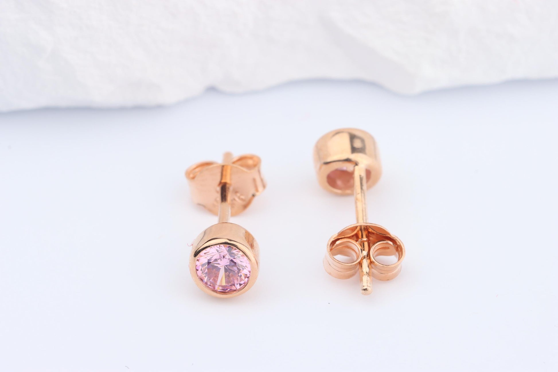 Sterling Silver 18ct Rose Gold Plated October Birthstone Earrings & Necklace Set