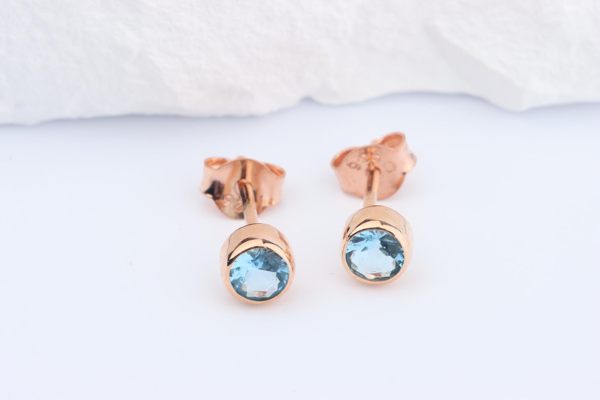 Sterling Silver 18ct Rose Gold Plated December Birthstone Earrings & Necklace Set