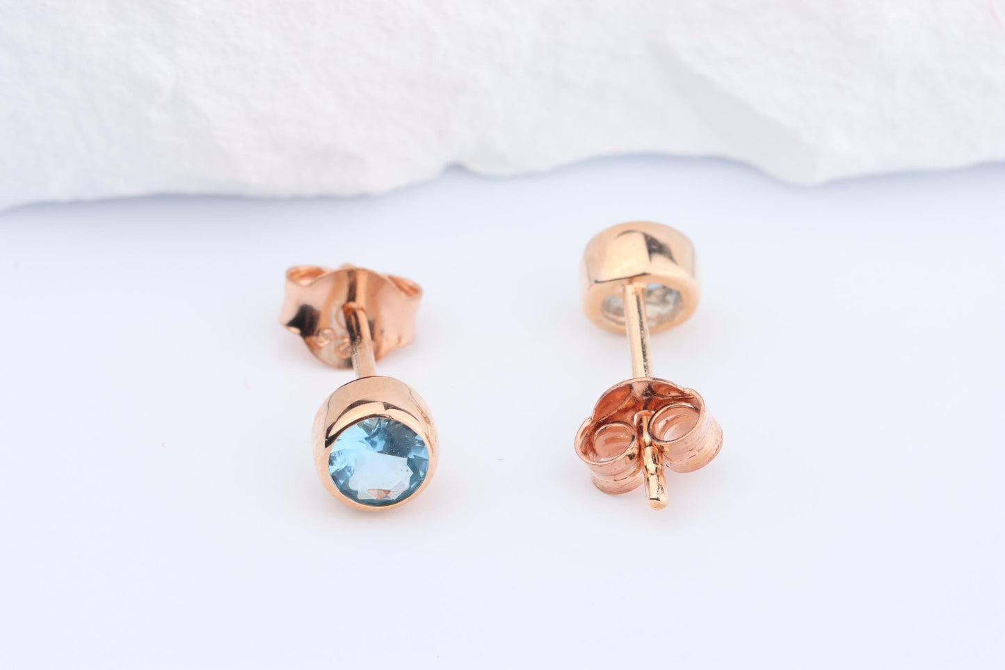 Sterling Silver 18ct Rose Gold Plated December Birthstone Earrings & Necklace Set