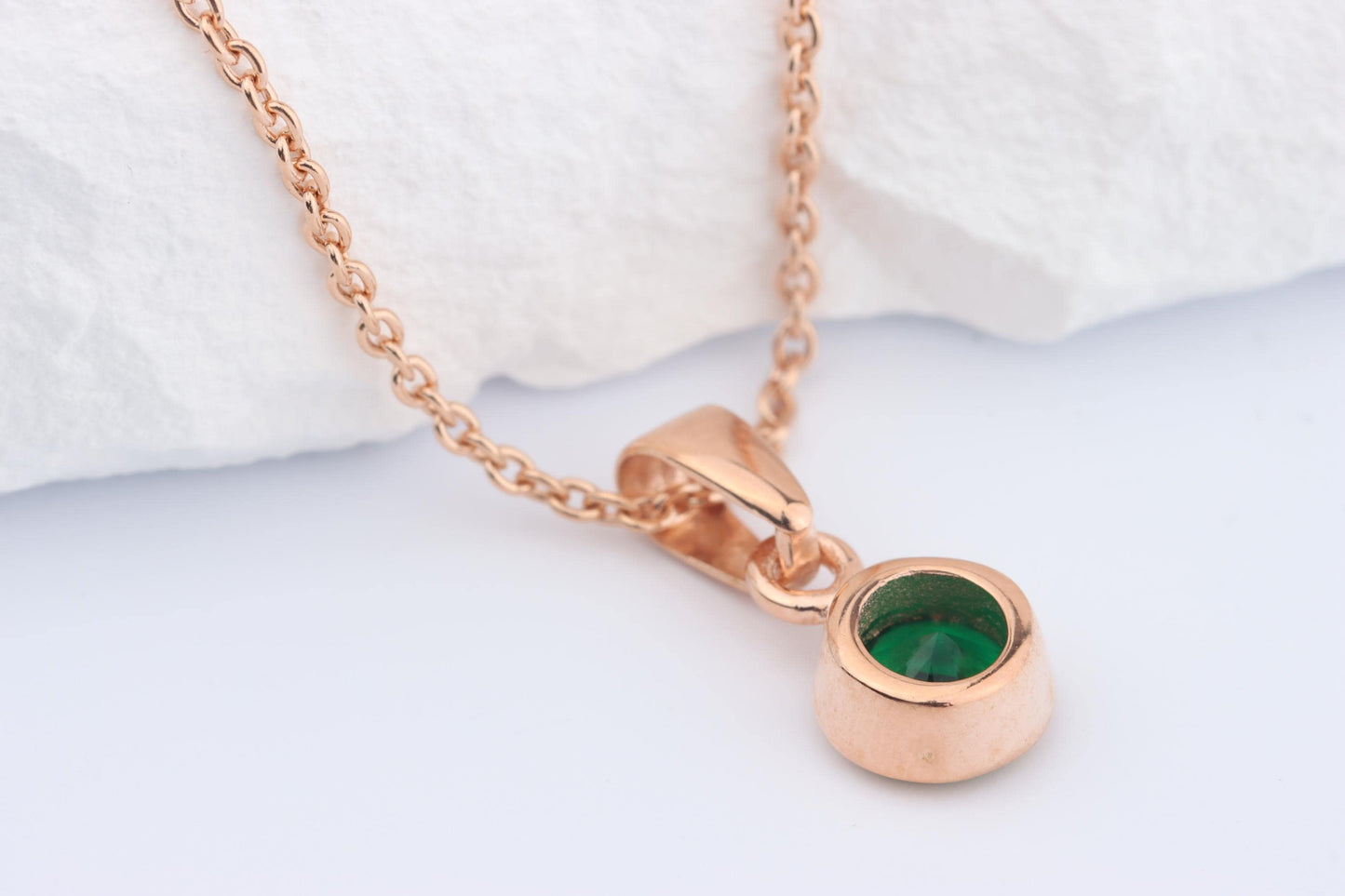 Sterling Silver 18ct Rose Gold Plated May Birthstone Earrings & Necklace Set