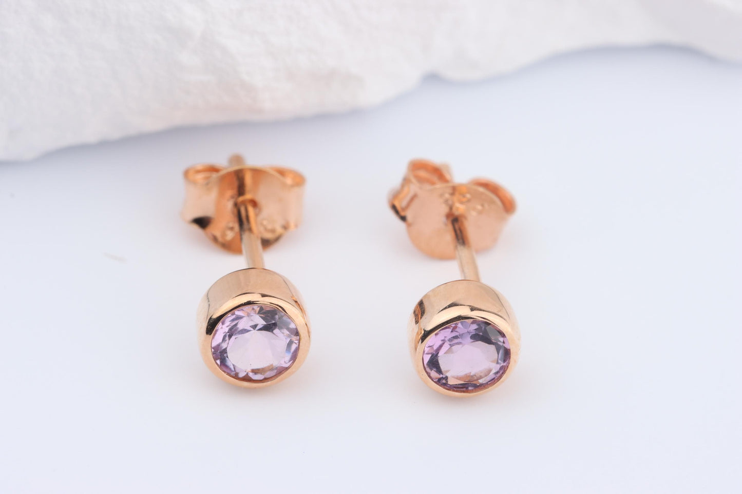 Sterling Silver 18ct Rose Gold Plated June Birthstone Earrings & Necklace Set