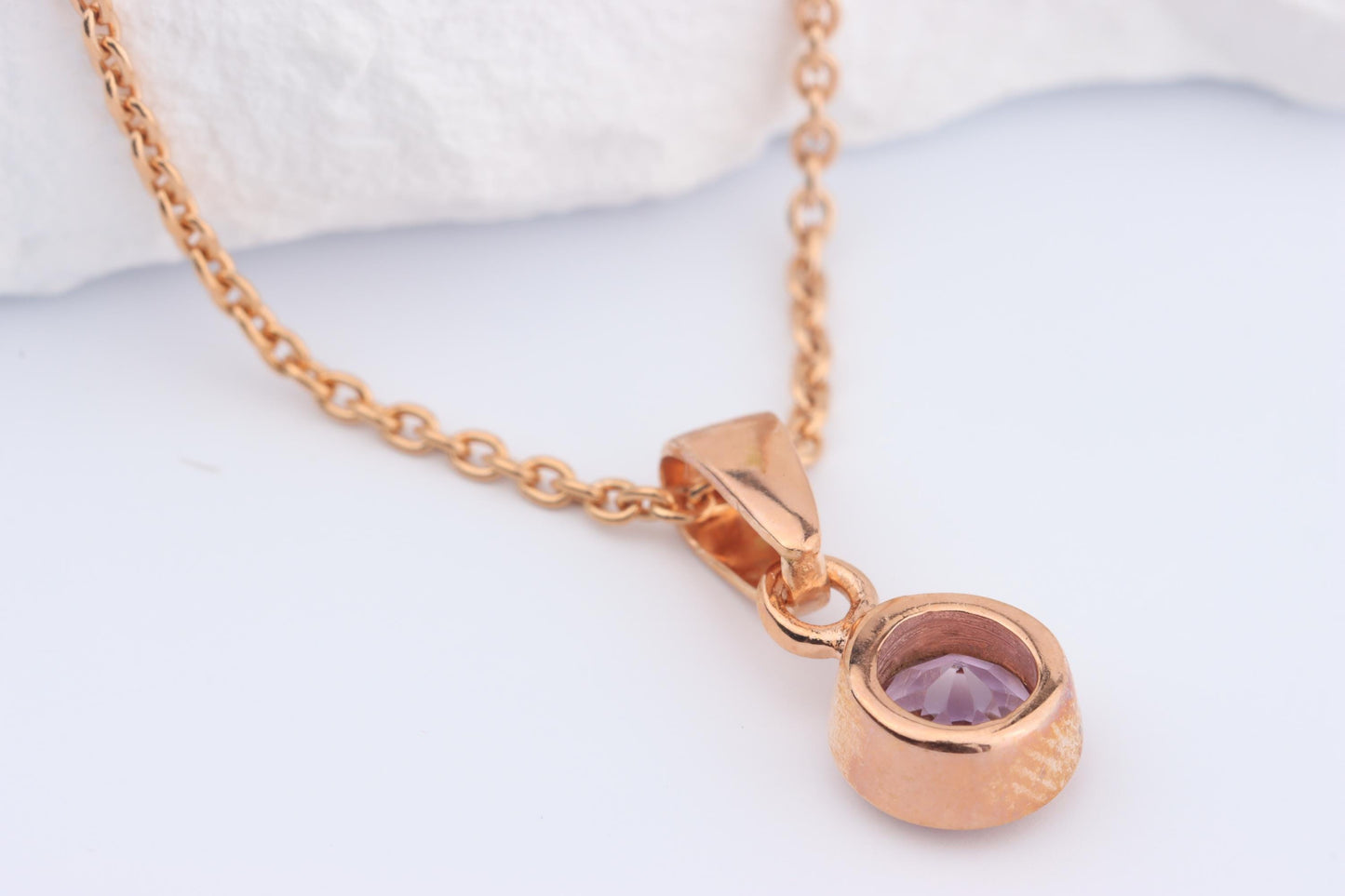 Sterling Silver 18ct Rose Gold Plated June Birthstone Earrings & Necklace Set
