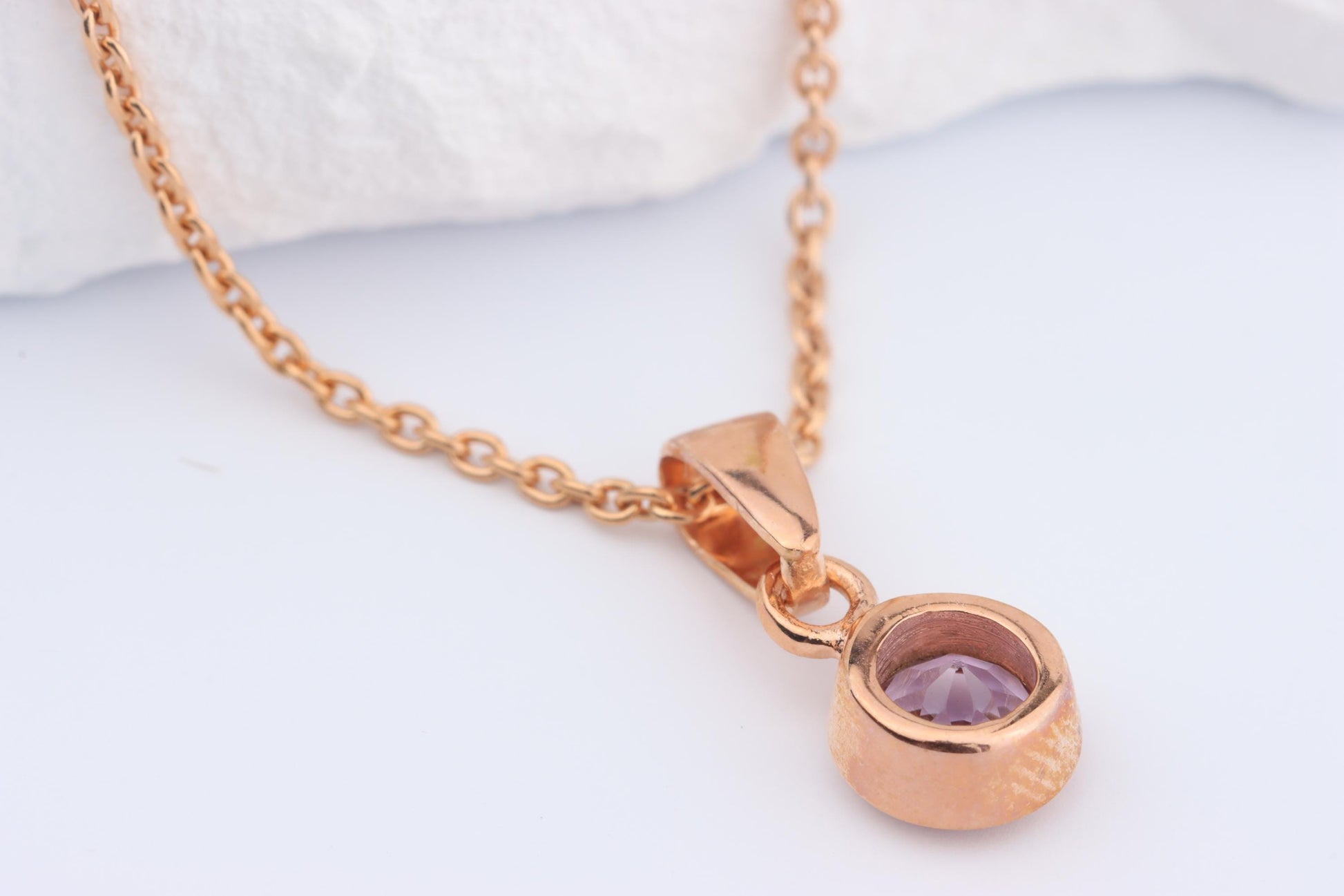 Sterling Silver 18ct Rose Gold Plated June Birthstone Earrings & Necklace Set