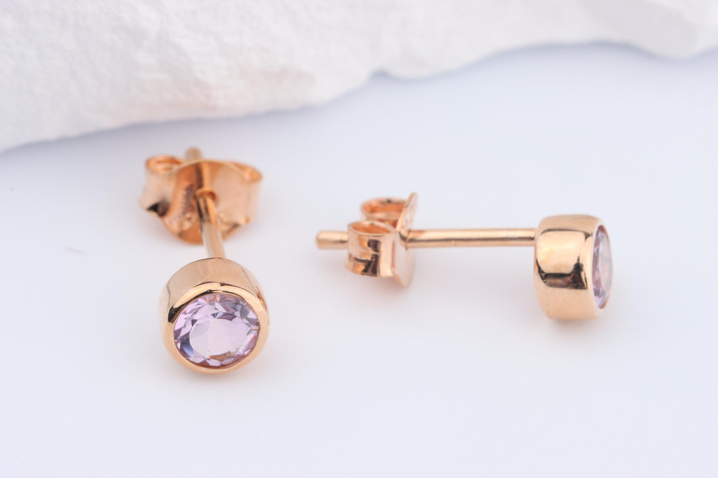 Sterling Silver 18ct Rose Gold Plated June Birthstone Earrings & Necklace Set