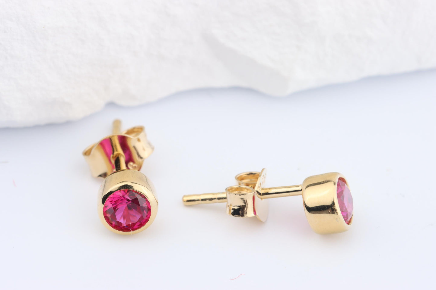 Sterling Silver 18ct Rose/Yellow Gold Plated July Birthstone Earrings & Necklace Set