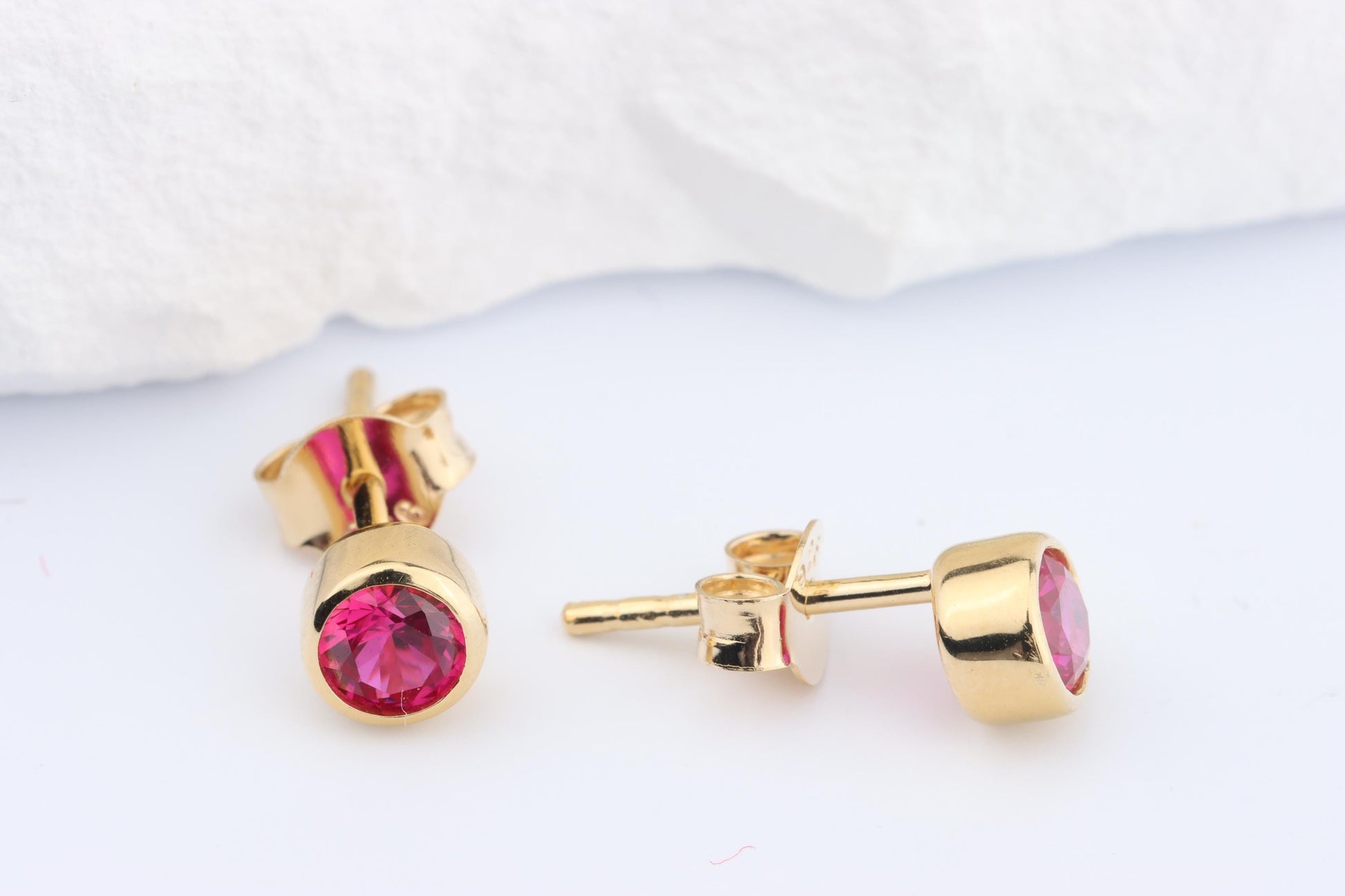 Sterling Silver 18ct Rose/Yellow Gold Plated July Birthstone Earrings & Necklace Set