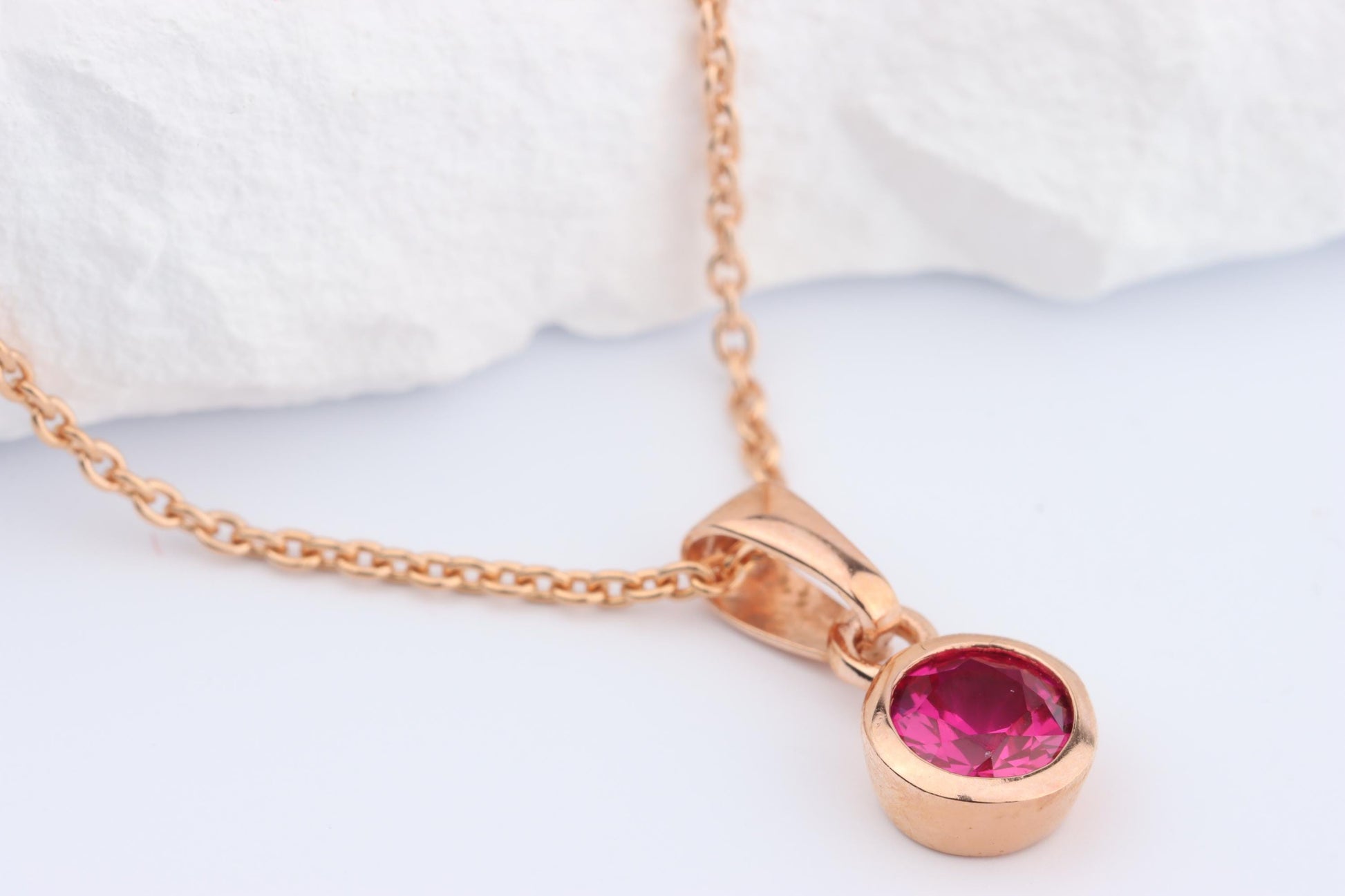 Sterling Silver 18ct Rose/Yellow Gold Plated July Birthstone Earrings & Necklace Set
