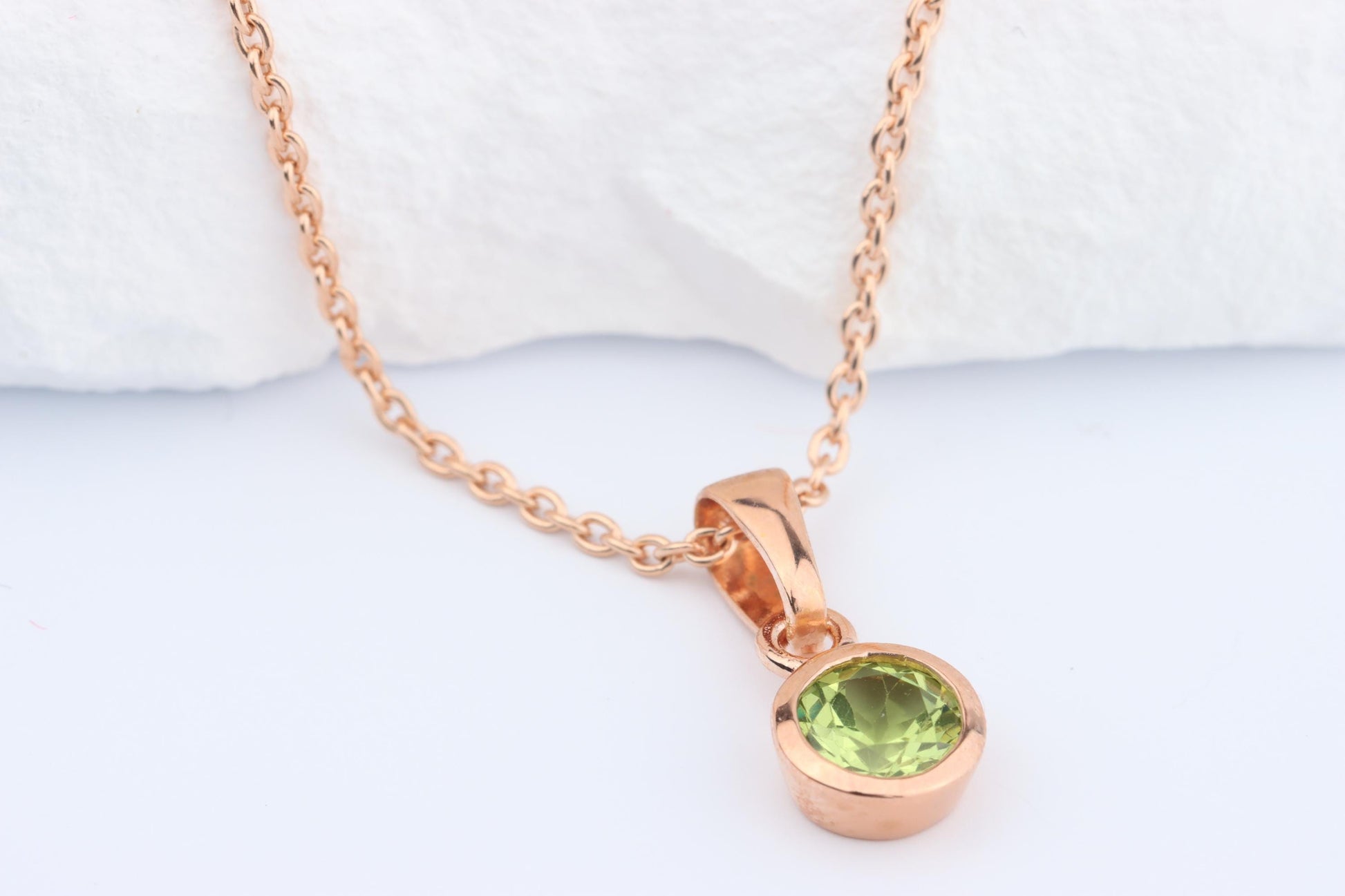 Sterling Silver 18ct Rose Gold Plated August Birthstone Earrings & Necklace Set
