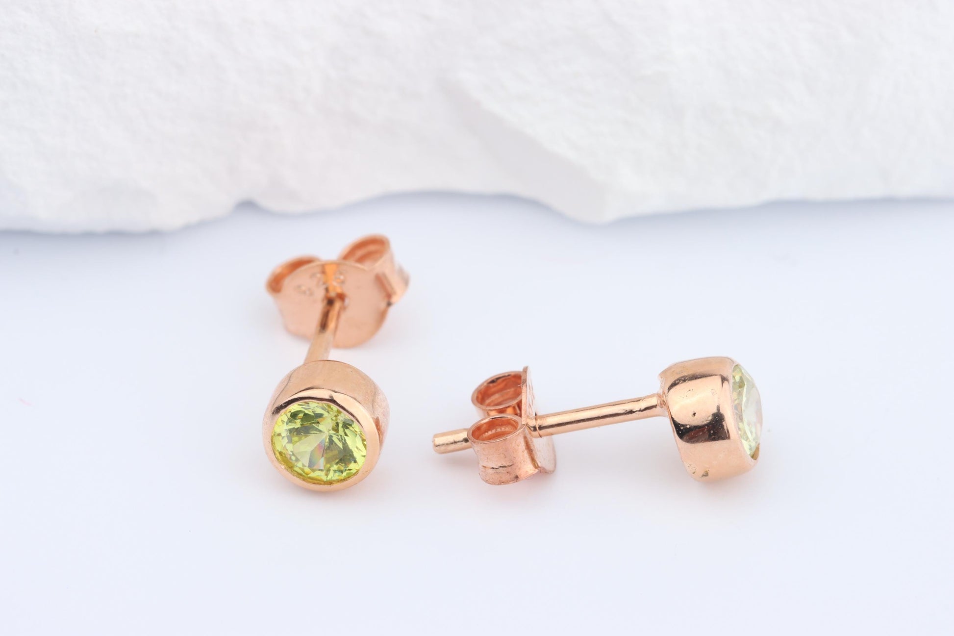 Sterling Silver 18ct Rose Gold Plated August Birthstone Earrings & Necklace Set